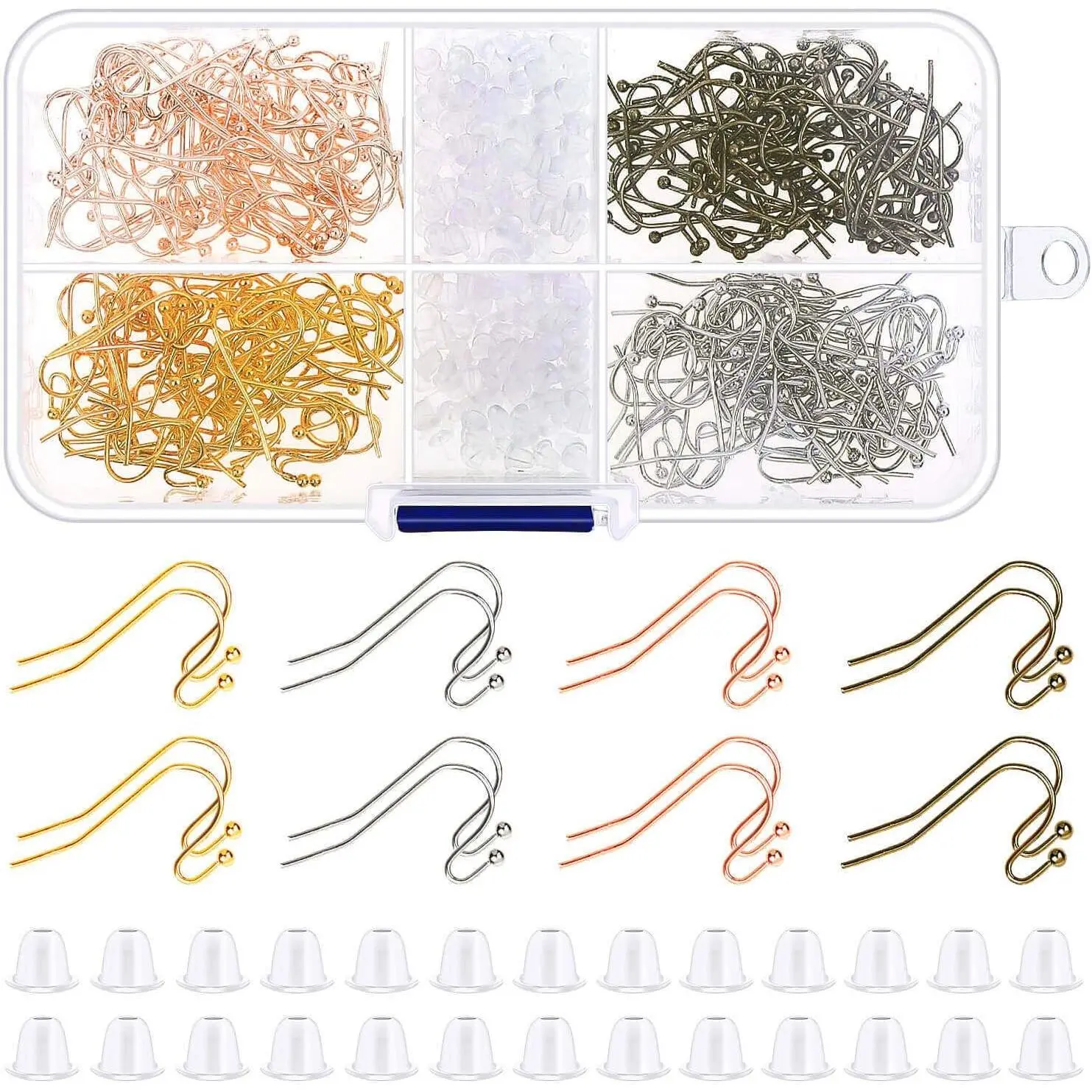 Earring Hooks,  480 count Earring Making Kit Includes 240 count  Earring Hooks Ear Wire and 240 count Earring Backs for  Making Supplies and DIY Earring Making