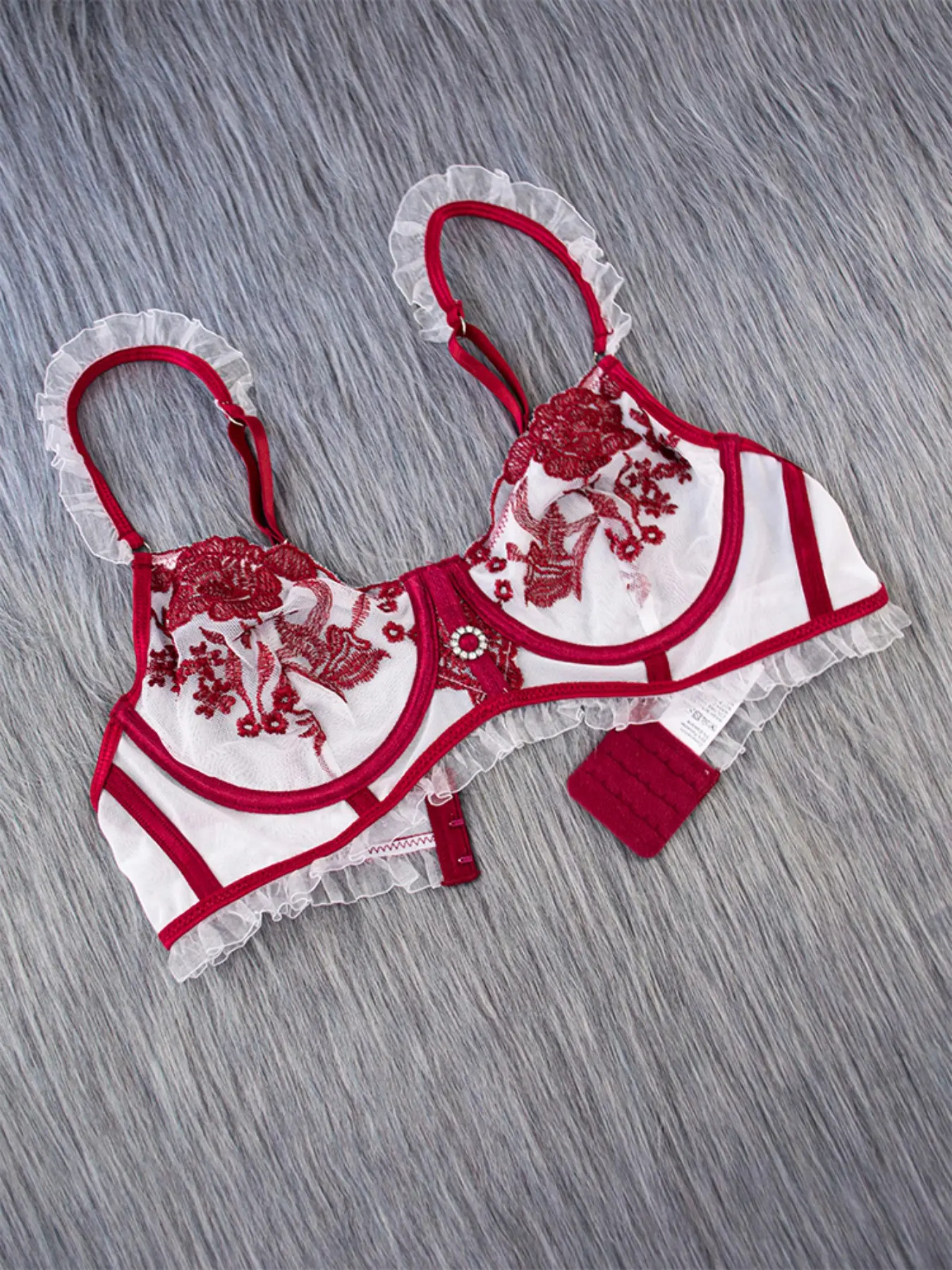 Women's Elegant Two-Piece Lingerie Set, Underwear Sets, Floral Embroidered Spaghetti Strap Bra and Pants, Comfortable and Fashionable, Perfect Gift, All Seasons  sexy curvy clean girl style computer love bra