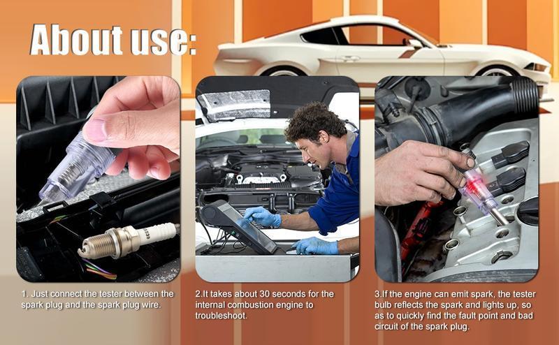 Inline Spark Plug Tester, Plug-in Engine Ignition Tester, Car Exterior Accessories, Automobile, Lawn Mower,Engine Verification-Armature Diagnostic Test Tool
