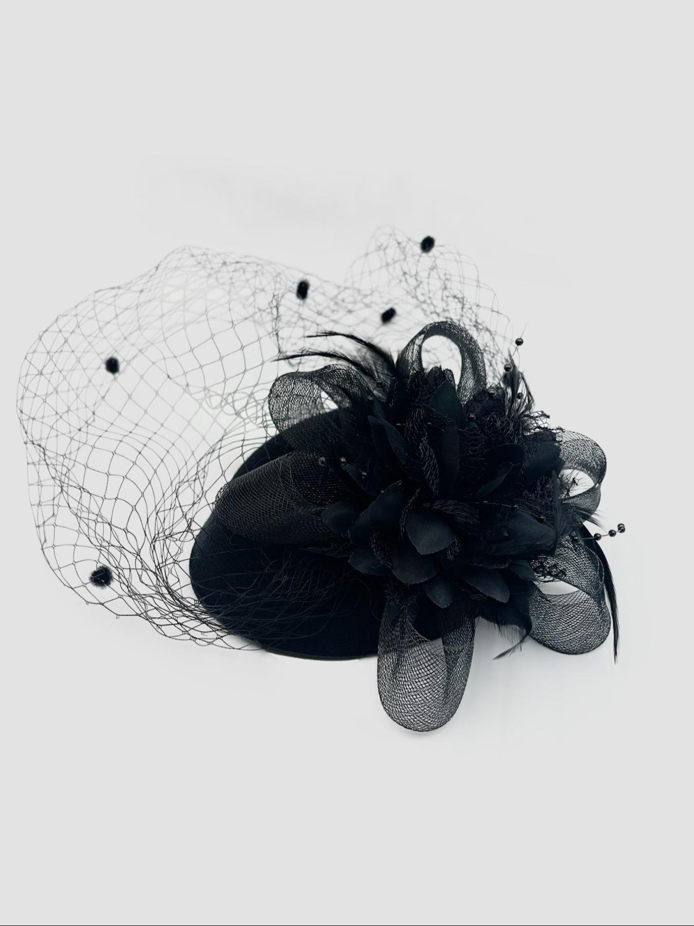 Mesh Floral Decor Fascinators Hat, Elegant Contrast Lace Hat for Wedding Cocktail, Fashion Accessories for Party, Daily Clothing Decor