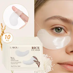 LAIKOU Rice Ferment Under Eye Patches 10 Pairs, Niacinamide & Hyaluronic Acid Collagen Eye Mask for Dark Circles, Puffiness, Fine Lines, Hydrating Anti-Aging Under Eye Gel Pads for Women Skin Care