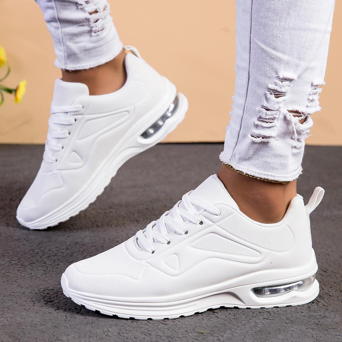 Women's Fashion Cushion Running Shoes - Shock Absorbing Breathable Lace-up Sneakers with Ergonomic Design, Women's Casual Sports Shoes, Non-Durable Wear-resistant Structure, Women's Fashion Low-top All-season Outdoor Walking Shoes, Cushion Shoes.