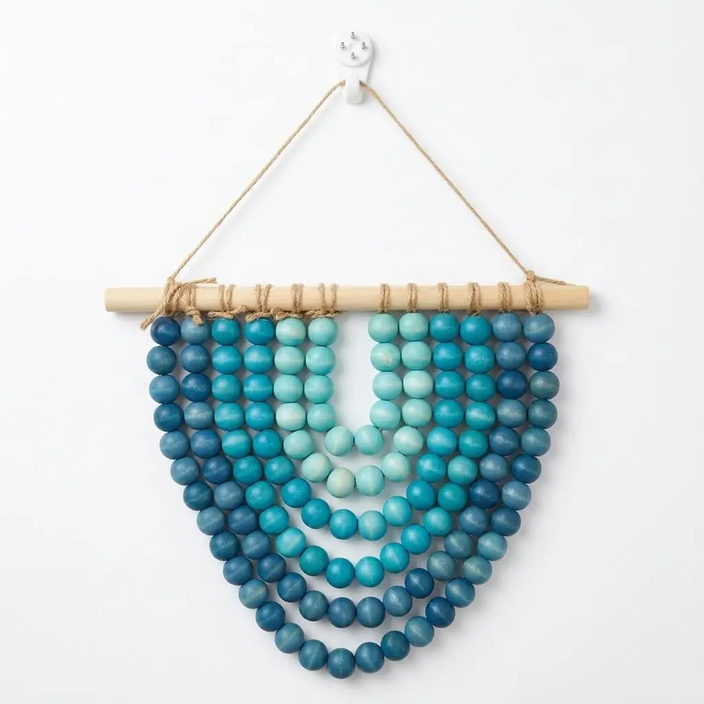 Wooden Bead Garland Wall Hanging Tapestry Macrame Wood Beaded Wall Art