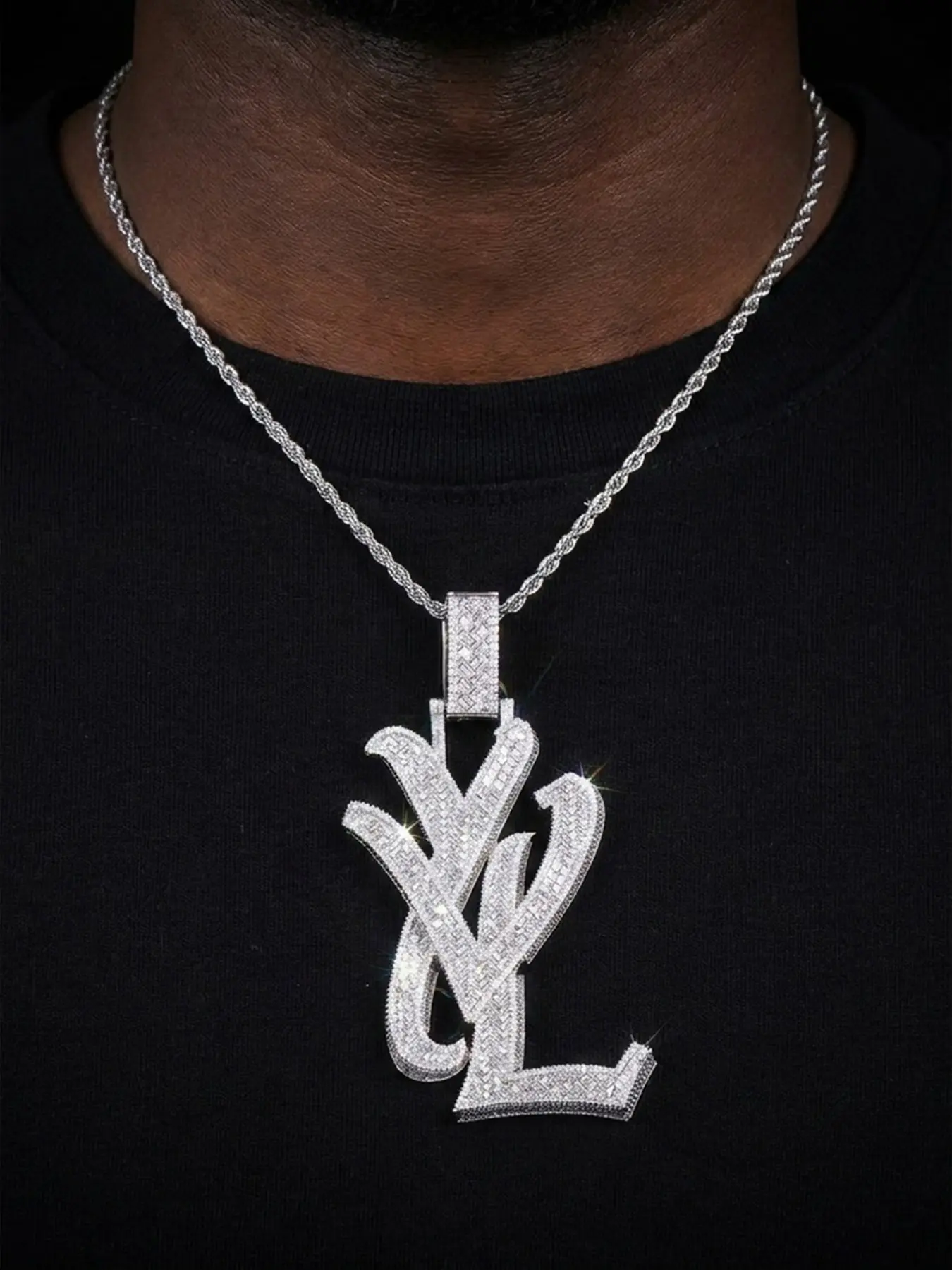 Iced Out YVL Chains Necklace Pendant for Men 5A Cubic Zirconia Hip Hop Jewelry