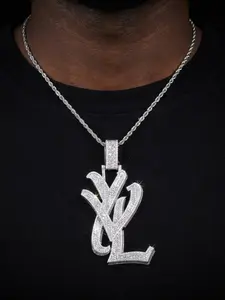 Iced Out YVL Necklace Pendant for Men 5A Cubic Zirconia Hip Hop Jewelry