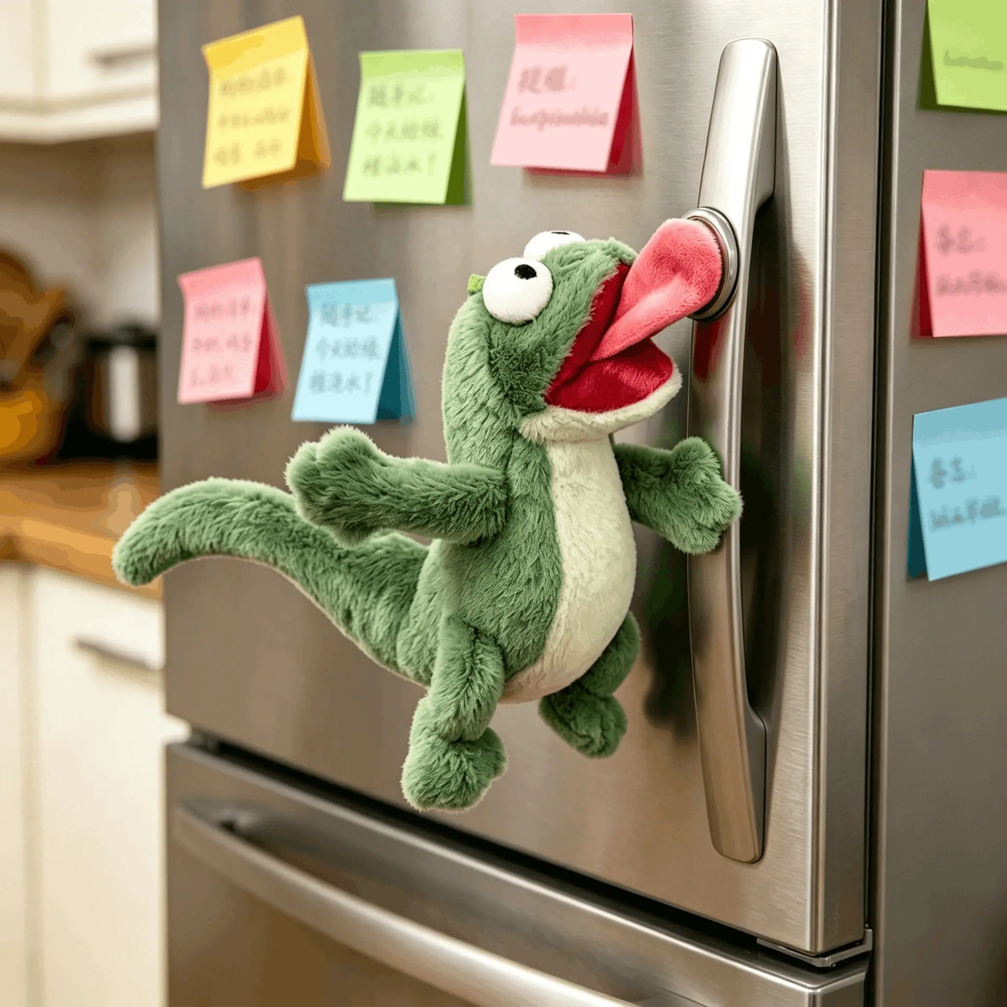 Hoppers Tom Lizard Plush Toy, Cute Tom Character Stuffed Animal with Magnetic Tongue, Interactive Sound Plush Doll, Squeeze Belly for Funny Sounds, Kids Gift & Collectible Toy