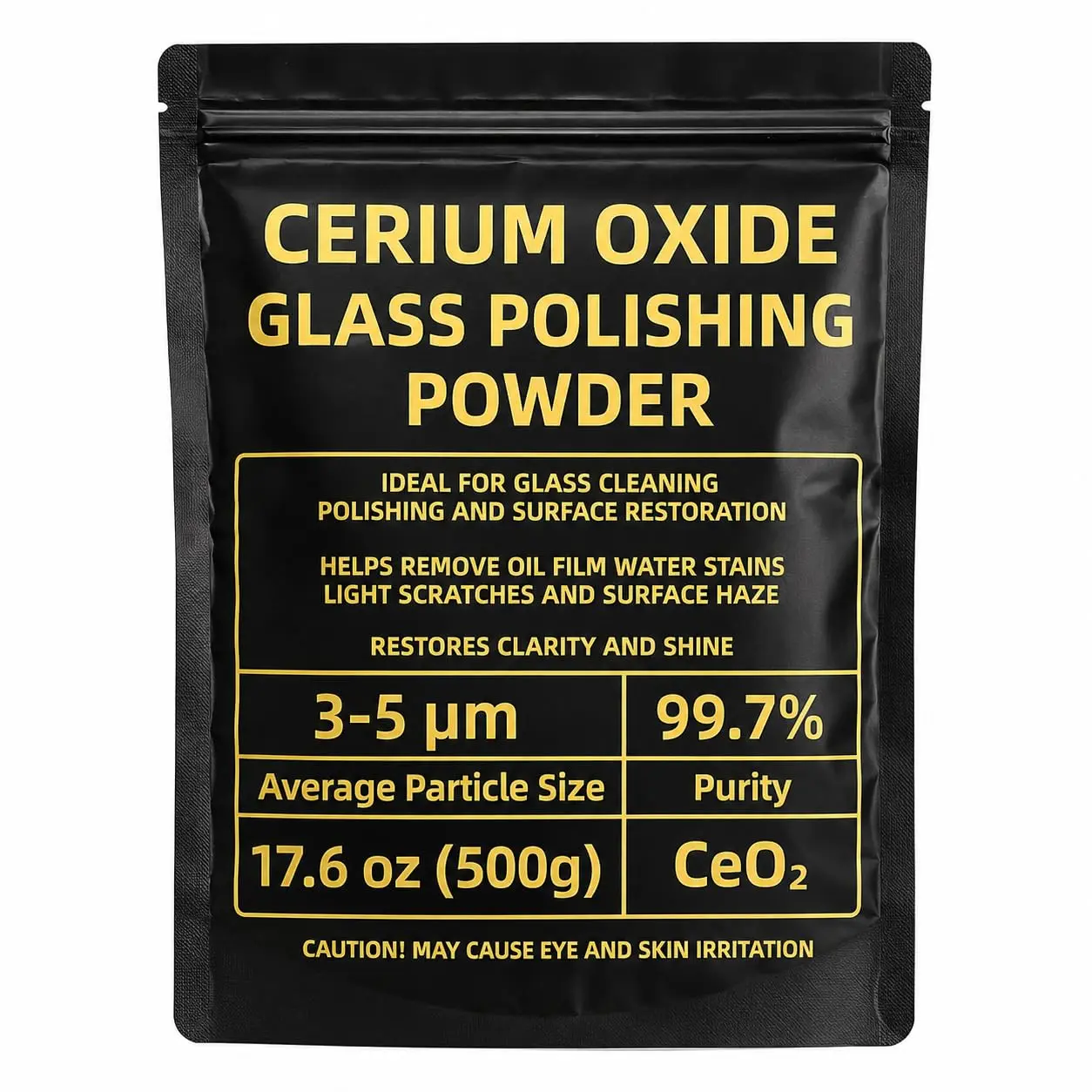 17.6oz(500g) 99% Cerium Oxide Glass Polishing  (3-5 ) – Removes: Oil Films, Water Spots, Swirl Marks, Wiper Streaks, Removes Fine  & Deep-Cleans Glass Surfaces.