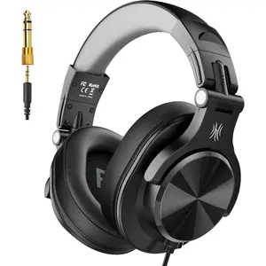 SUNDAY MIRTH A71D Wired Over-Ear Headphones, Studio  Headsets, Hi-Res DJ Stereo Headphone with Foldable Design, 3.5/6.35MM Plug for AMP Recording Podcast Mixing PC Guitar - Black