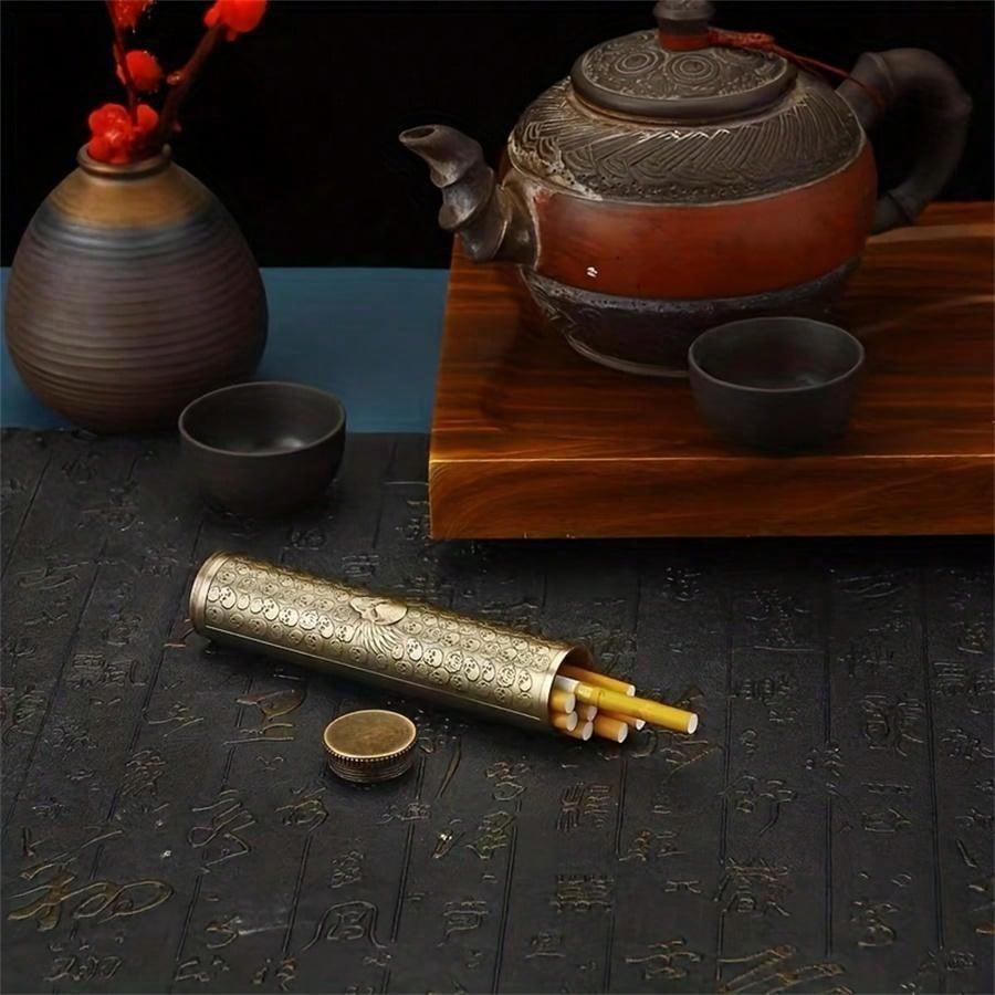 Portable Waterproof Metal Storage Tube, Dragon Skull Design, Travel Collection Organizer, Compact and Durable, Ideal for Keepsakes