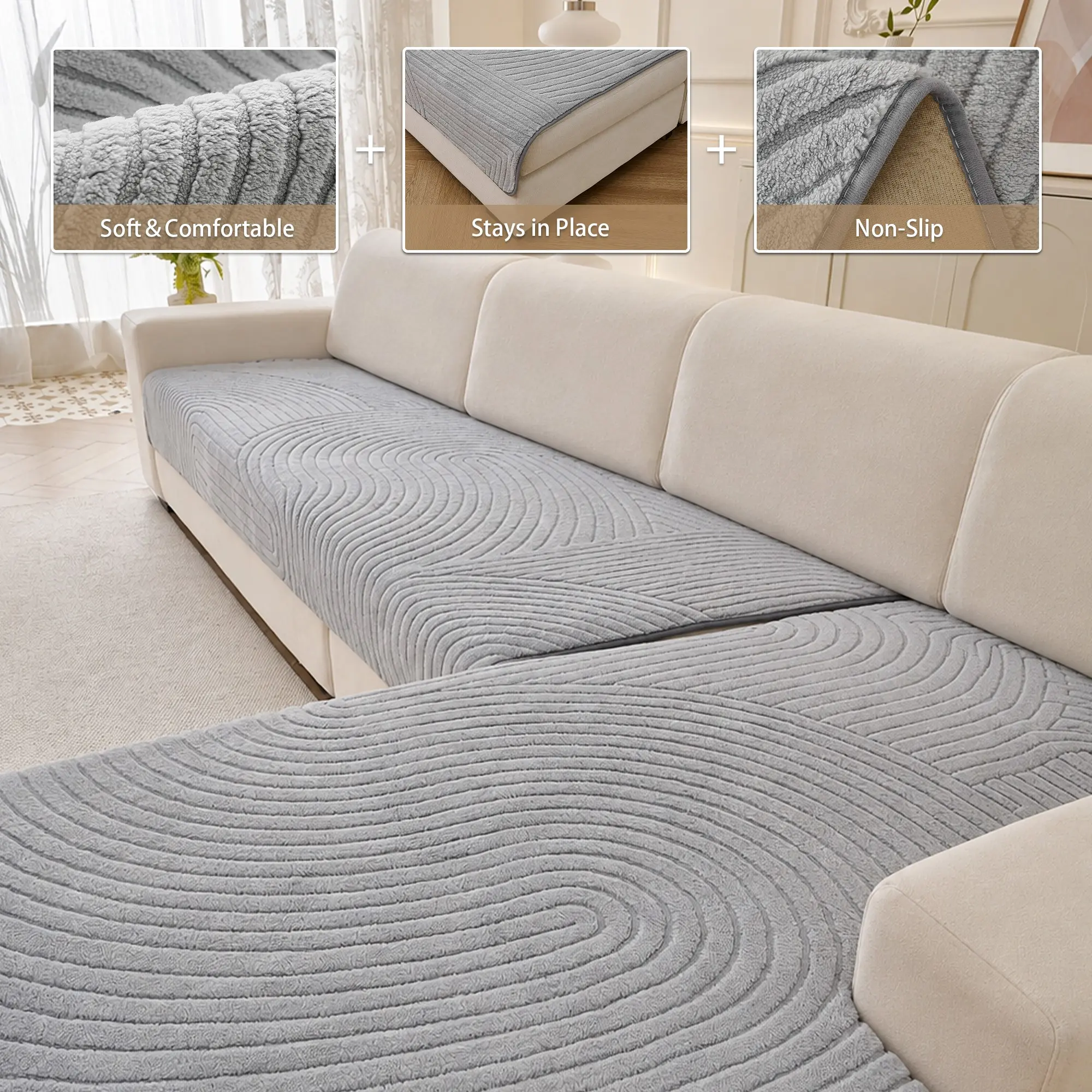 2pcs Soft Velvet Sofa Cushions, Dust-Proof & Scratch-Resistant, Pet-Friendly, Reusable, Indoor & Outdoor Use