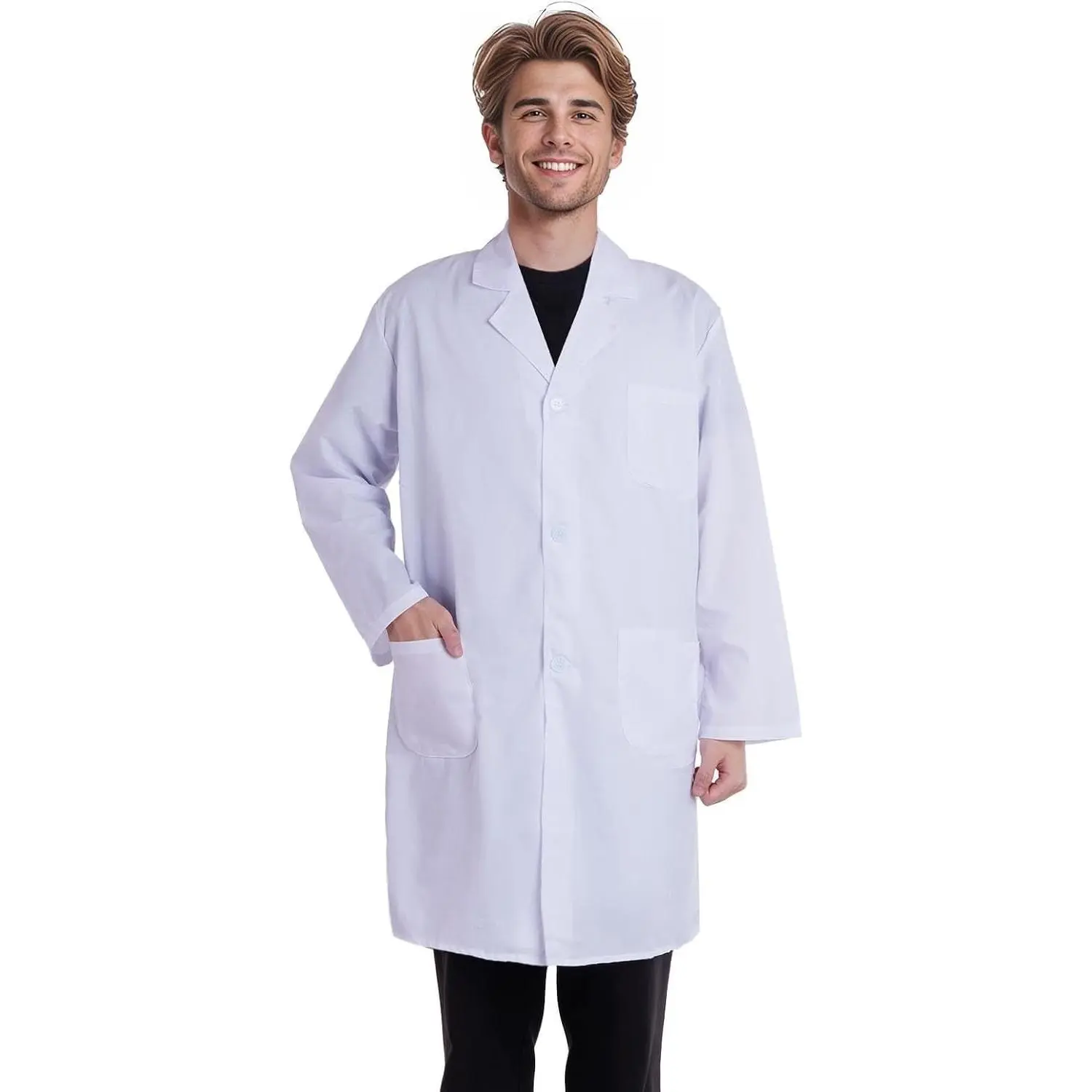 Unisex White Long Sleeve Lab Coat Costume for Adults, Halloween Doctor Nurse Scientist Cosplay(Gift)