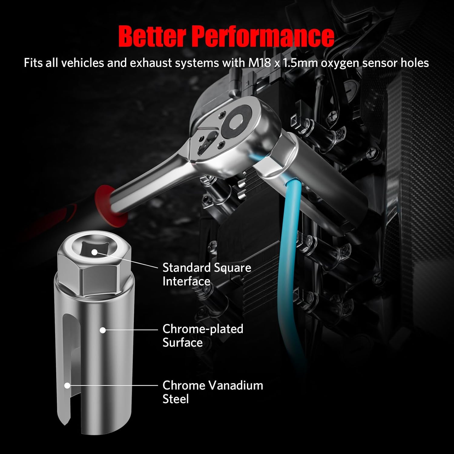 5 count  Sensor Socket  Wrench and Thread Chaser Set O2  Sensor Socket Set Automotive  Sensor Removers for Removing and Install  Sensors Hex Vacuum Switches