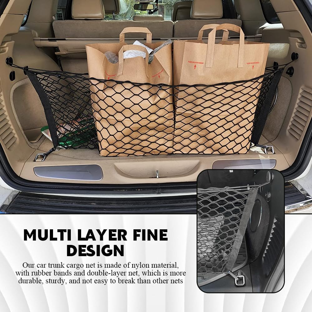 Cargo Net Stretchable, Trunk Net for SUV, Adjustable Elastic Trunk Storage Net with Hook, Universal  Bed Organizer  Interior Accessories Fit for  SUVs,  and