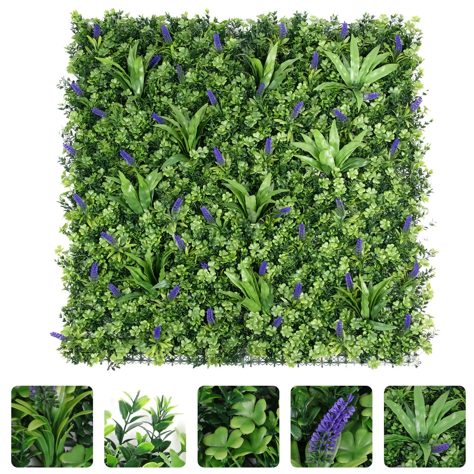 Superior Artificial Grass Wall Panel – Lush Mixed Foliage Faux Greenery, UV Resistant, Easy DIY Installation, Perfect for Indoor & Outdoor Privacy Fence or Wall Decor, Balcony & Garden – 3pcs, Size: 1M x 1M
