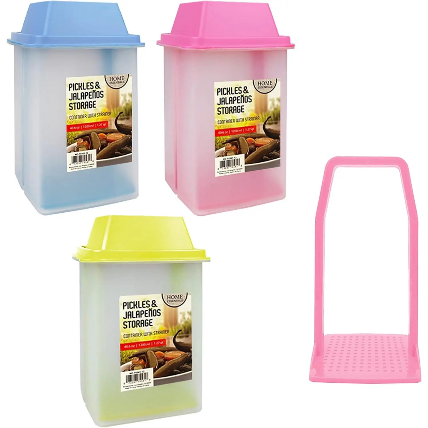 1 Large Pickle Jar Holder Olive Jalapeno Keeper Container Food Storage Strainer