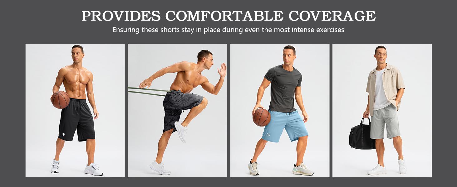 Men's Long Basketball Shorts with Zipper Pocket 9"/11'' Quick Dry Gym Shorts Lightweight Athletic Shorts for Men