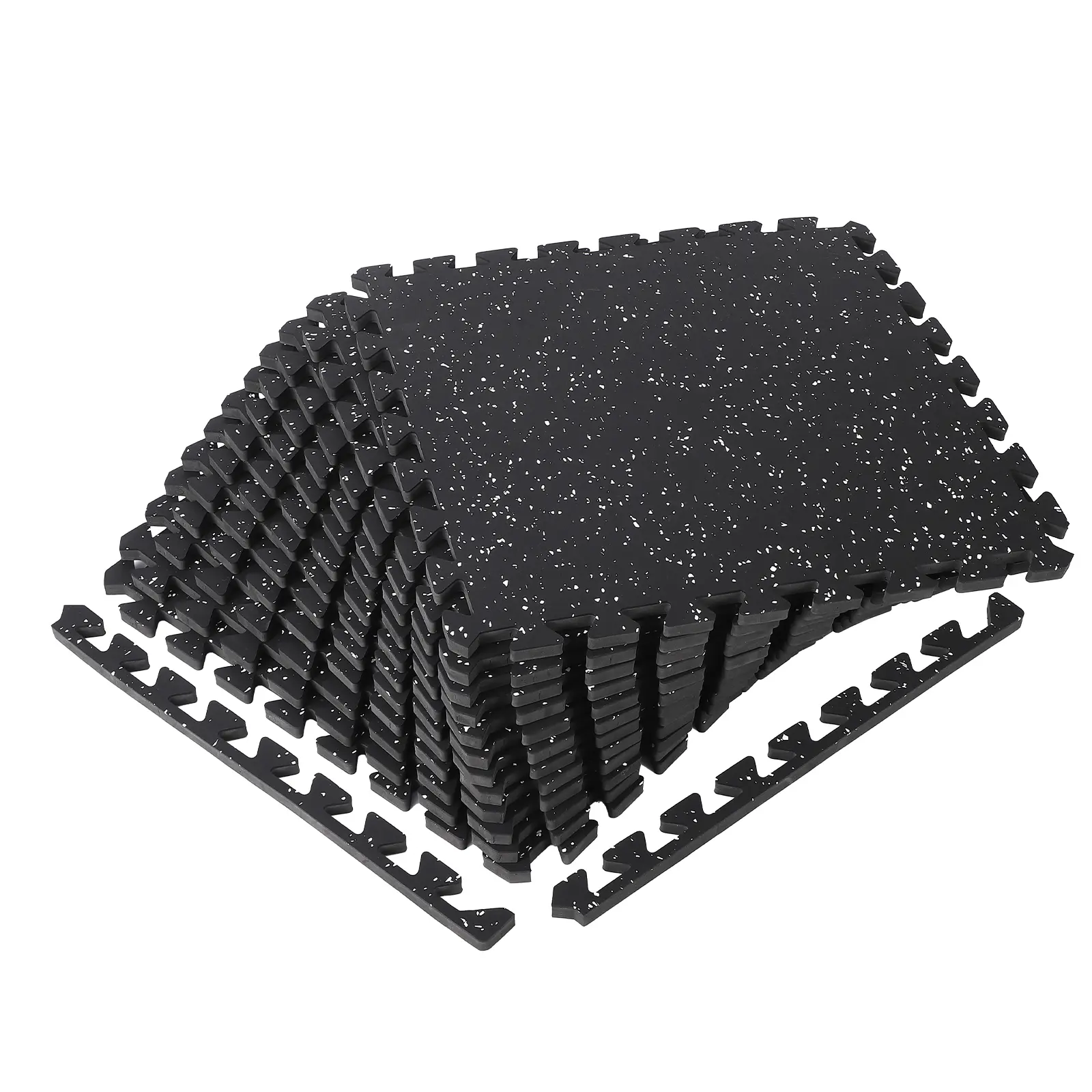 0.56in Thick Rubber Top Gym Flooring 12 Tiles 48 Sq Ft Interlocking EVA Foam Exercise Mats for Home Gym Workout Non-Slip Protective Floor
