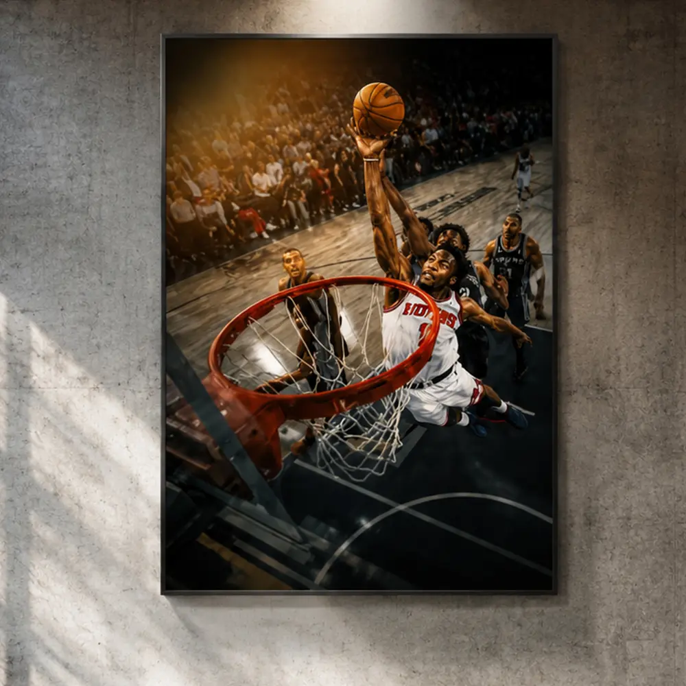 Basketball Poster Wall Art, Sports Room Decor, Made in USA, Basketball Canvas Print, Slam Dunk Wall Decor, Game Room Decor, Athlete Gift, Basketball Lover Gift, Sports Fan Wall Art