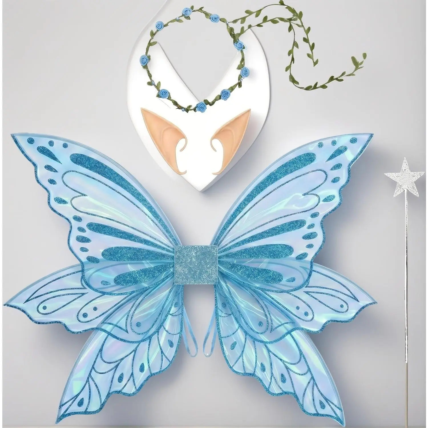 Adult Butterfly Wings 4 pcs Shiny Fairy Butterfly Wings Halloween Costume Accessory for Ideal for Cosplay Party