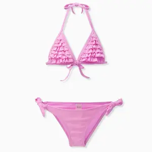 Solid Bandage Girls Bikini Set New Summer Multi Falbala Kids Girls Swimwear Swimsuit Children Biquini Infantil Bathing Suit