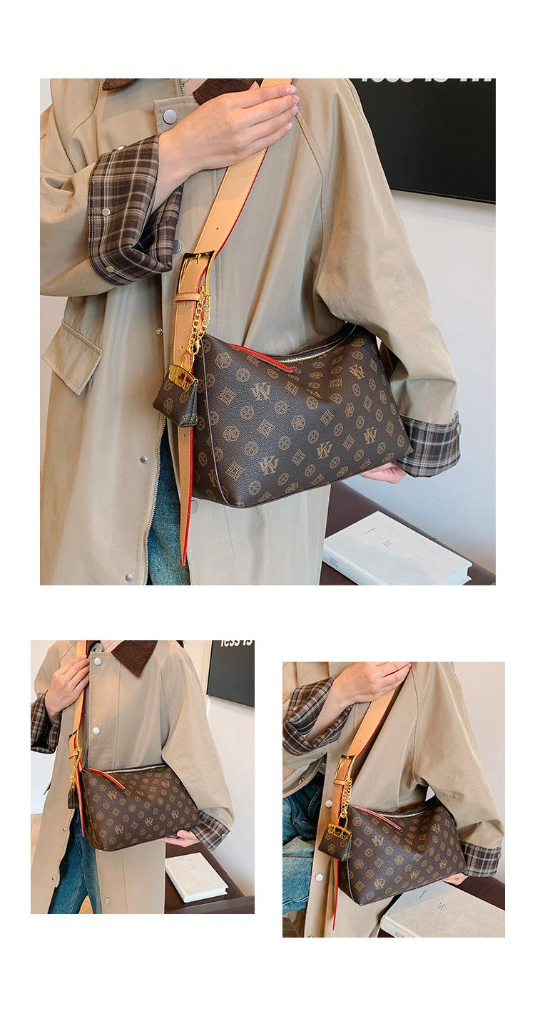 Mia Bag Shop Classic Letter Pattern Hobo Bag for Women High-Quality PU Handbag with Color-Block Strap & Gold Lock 30x11x20cm Crossbody Clutch Purse