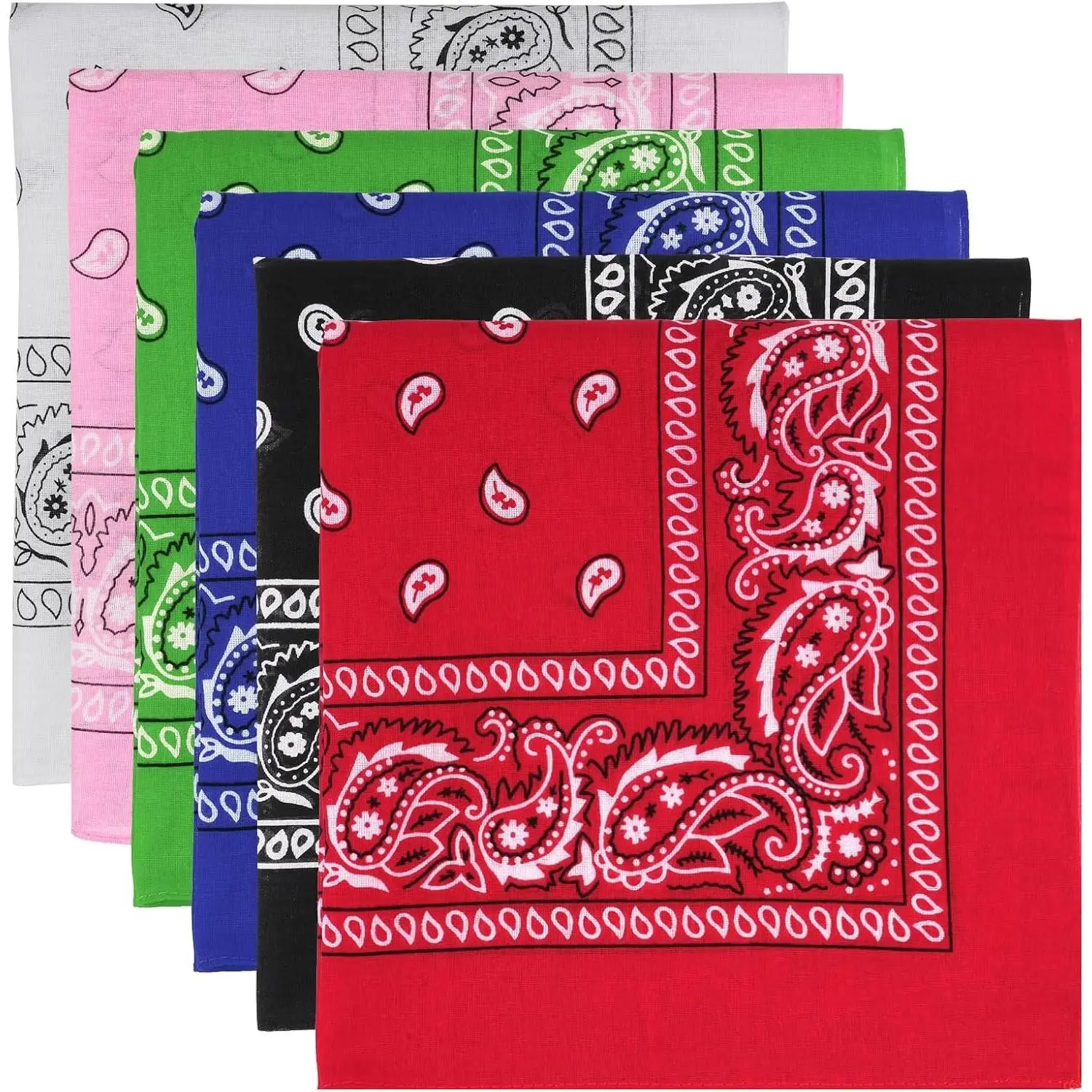 100% Cotton Bandana 21x21 Inch – Soft Breathable Multi-Purpose Square Scarf Headband for Women Men, Hair AccessoryGift