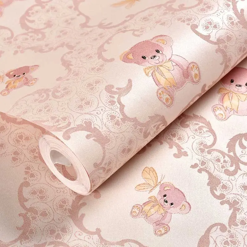 Self-Adhesive Cartoon Bear Wallpaper Roll, Easy Peel & Stick Non-Woven Fabric, Thick Cuttable Cute Wall Sticker for Home Decor, Nursery Wallpaper, Peel And Stick Wallpaper For Bathroom