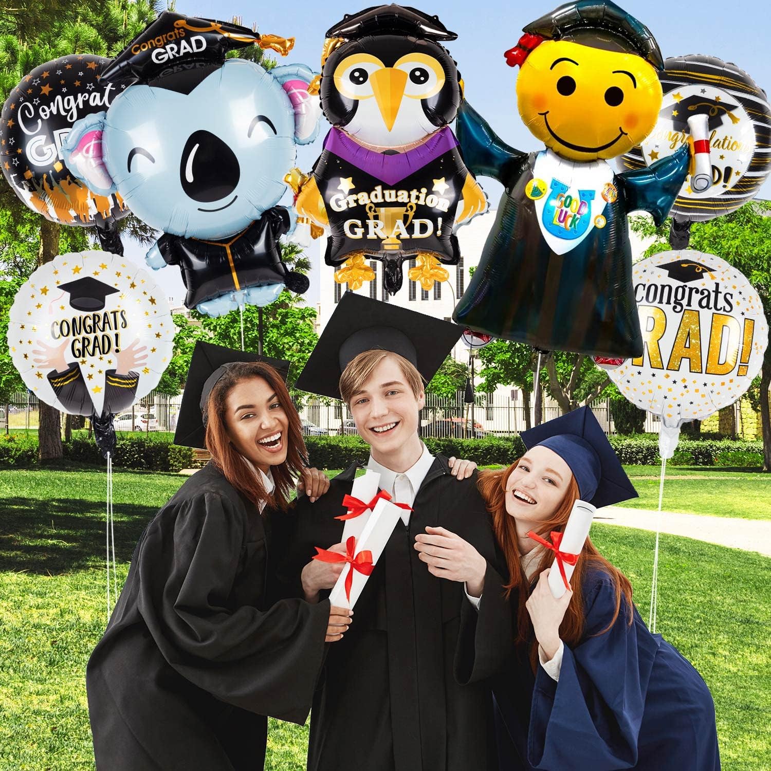 Graduation Balloons 2025, 12 count Jumping Grad Balloon Kit, 40 Inch ...