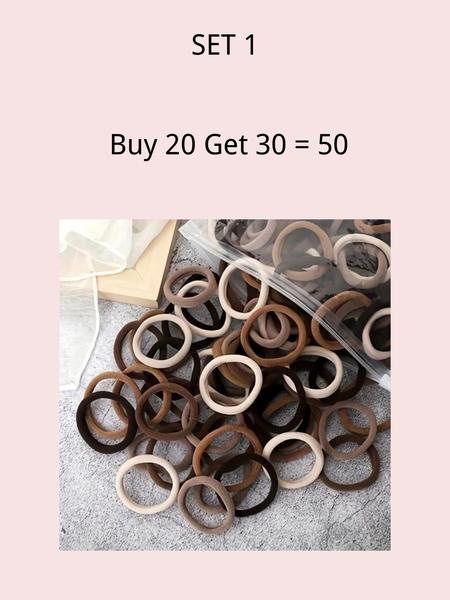 Buy 20 Get 30 Free Seamless Elastic Hair Ties Set, Hair Rubber Bands, Scrunchies, Durable Non-Damaging for Women Men Kids, Ideal for Sports Commuting Multiple Hairstyles