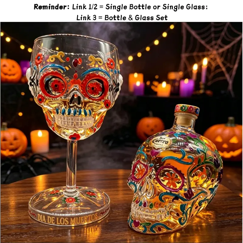 Creative Handmade Skull Wine Bottle Glass, Spooky Unique Gift for Halloween Party, Perfect for Bars and Celebrations, Stylish Drinkware