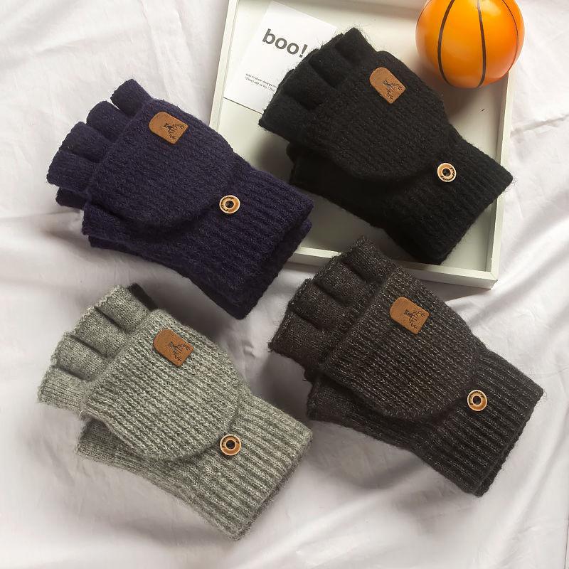 4-Pair Knitted Fingerless Gloves Winter Thicken Warm Touch Screen Gloves for Men Women Gloves Warm Half Finger Student Gloves