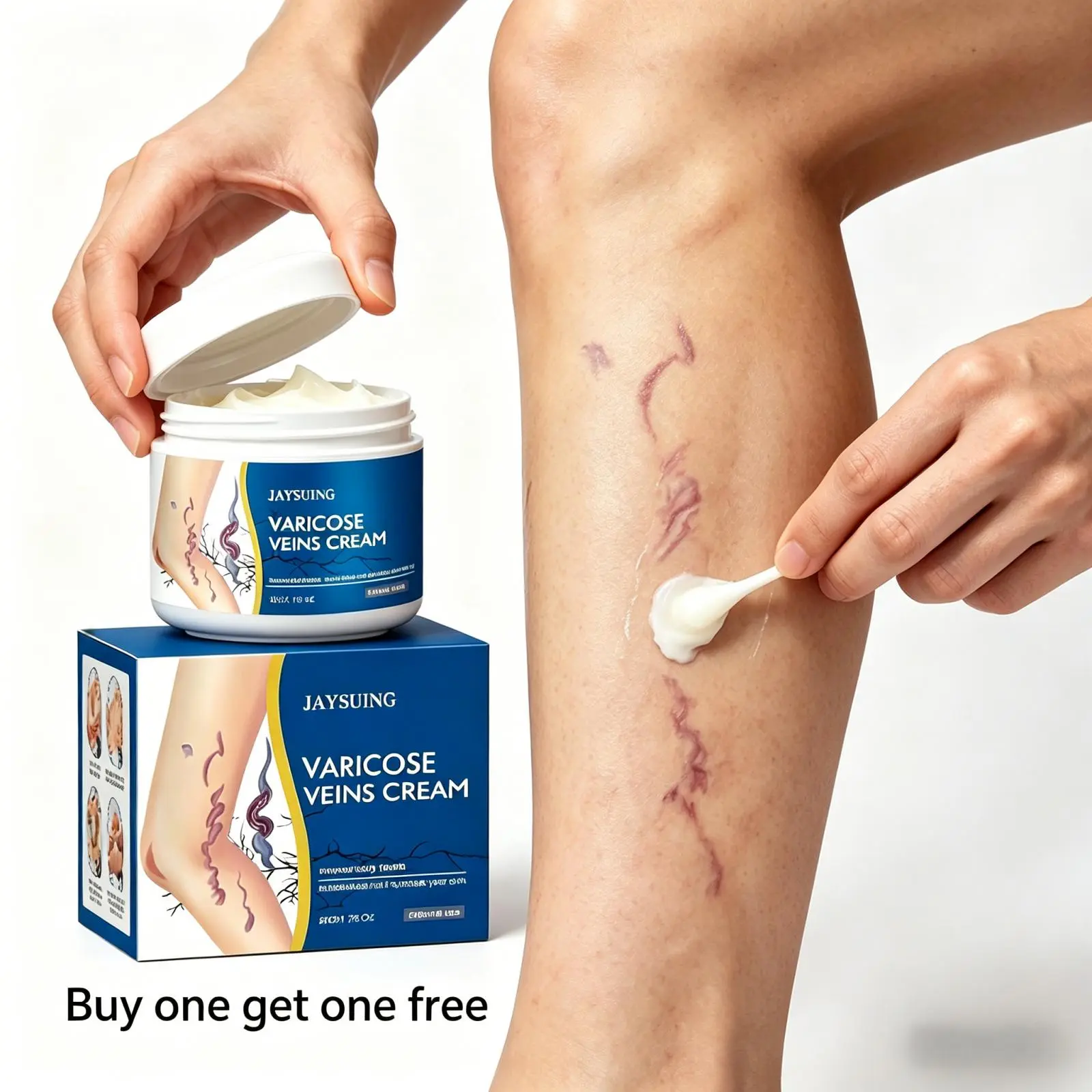 I Buy 1 Get 1 Free Varicose Vein Relief Cream for Legs 50g Helps with Leg Pain Swelling and Tired Heavy tiktokshopspringglowup Bee Venom Anti-Aging Body Care Ointment Moisturize