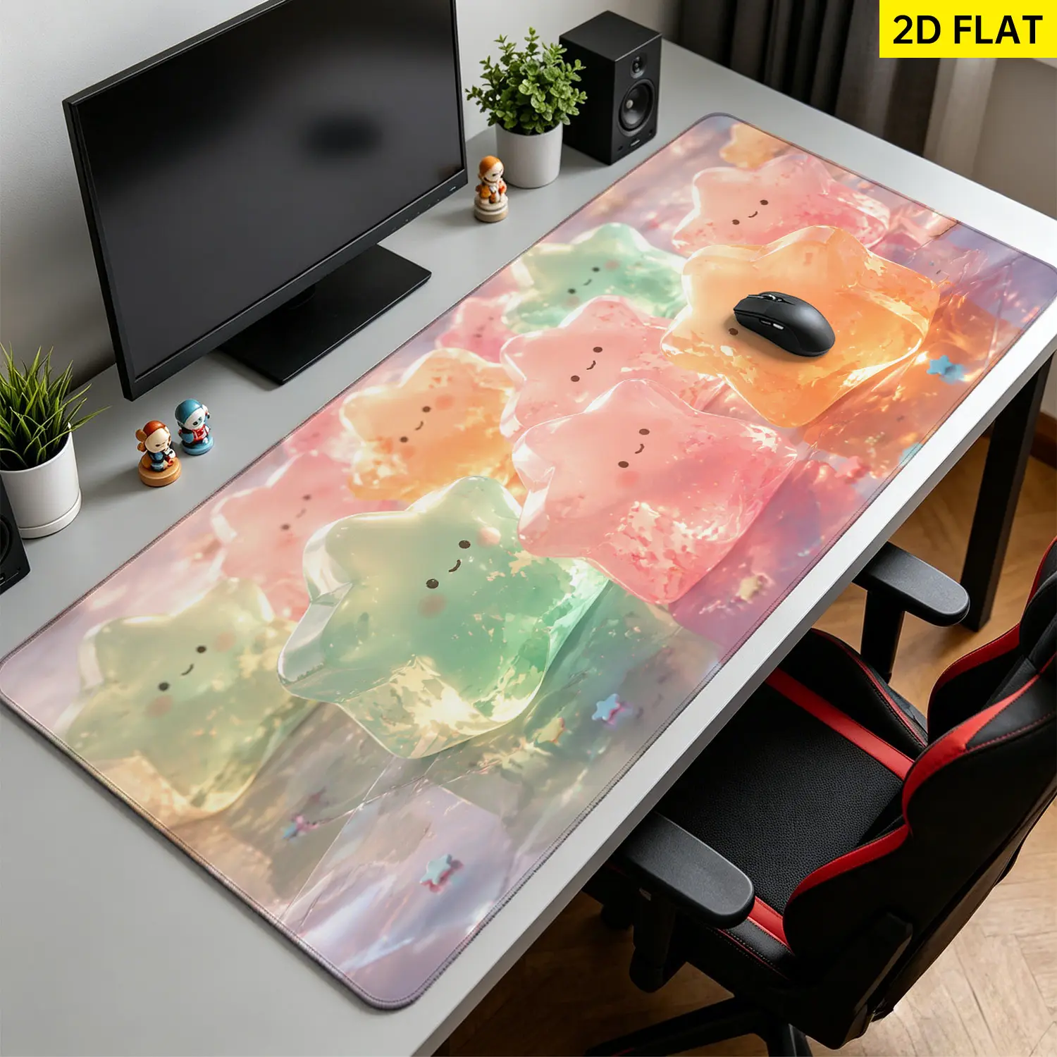 Extra Large jelly star aesthetic Mouse Pad,Non Slip Rubber Pad,Desktop Decoration Drotection Pad,Washable,Lock Edge Multi Size,Premium Multipurpose Mousepad For Office,Study Desk,Gift for Family and Friends