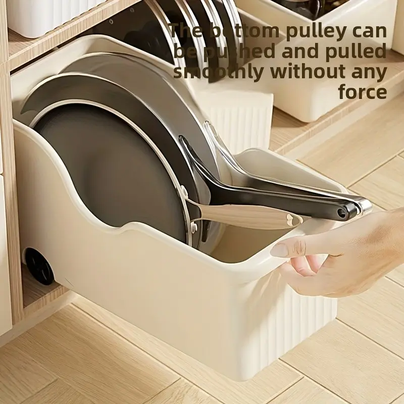 3pcs Storage Boxes with 6 Wheels, No Lid Practical Deep Long Plastic Organizer Bins, Ideal for Clothes, Toys, Snacks, Home Storage