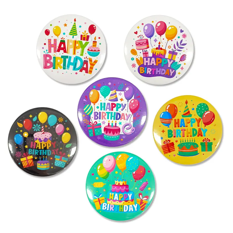 16Pcs Happy Birthday Button Pins Colorful Cake & Balloon Design Brooches, Birthday Party Favors, Baby Baptism Christening Decor, Bachelor Bachelorette Hen Stag Party Supplies Guest Gift Lapel Badges