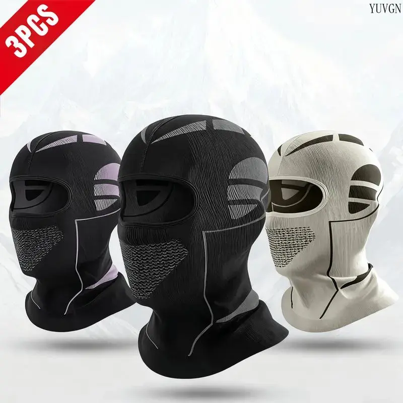 3-Pack Thermal Polyester Knit Balaclava Face Mask for Adults, Windproof Athletic Helmet Liner for Skiing & Motorcycling, Athletic Face Masks, Full Balaclava, Ski Mask Balaclava, Outdoor Motorcycle Mask