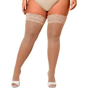 Pl Size Thigh High Stockings: Women Lace Anti-Slip Stay Up Sheer Pantyhose Lingerie Stockings for Sexy Women