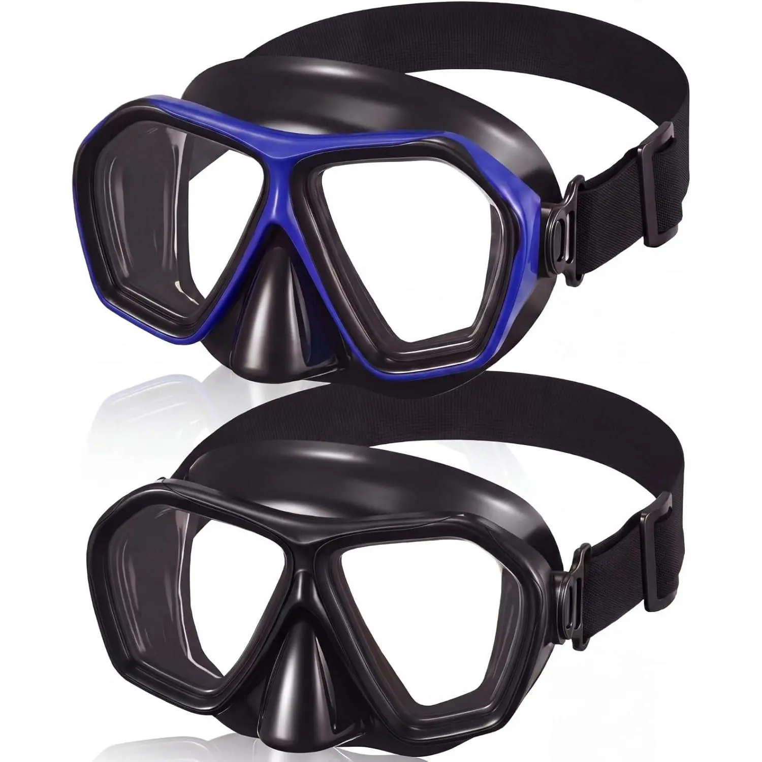 2 count Adult Swimming Goggles with Nose Cover Diving Mask Elastic Strap Anti Fog Swim Snorkel  Wide View for Men Women Summer Diving Snorkeling Swimming