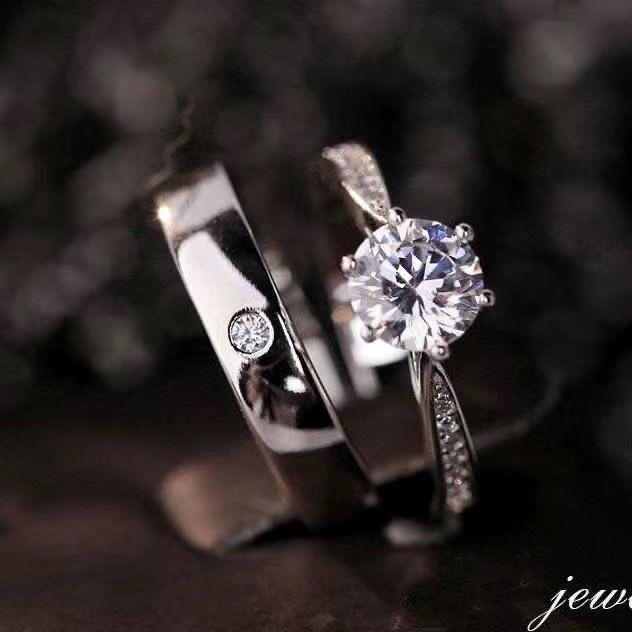 Women's Luxury 6-Prong CZ Ring, Copper High-End Fashion Band, Minimalist Couple Ring, Ideal Proposal & Wedding Gift for Holidays