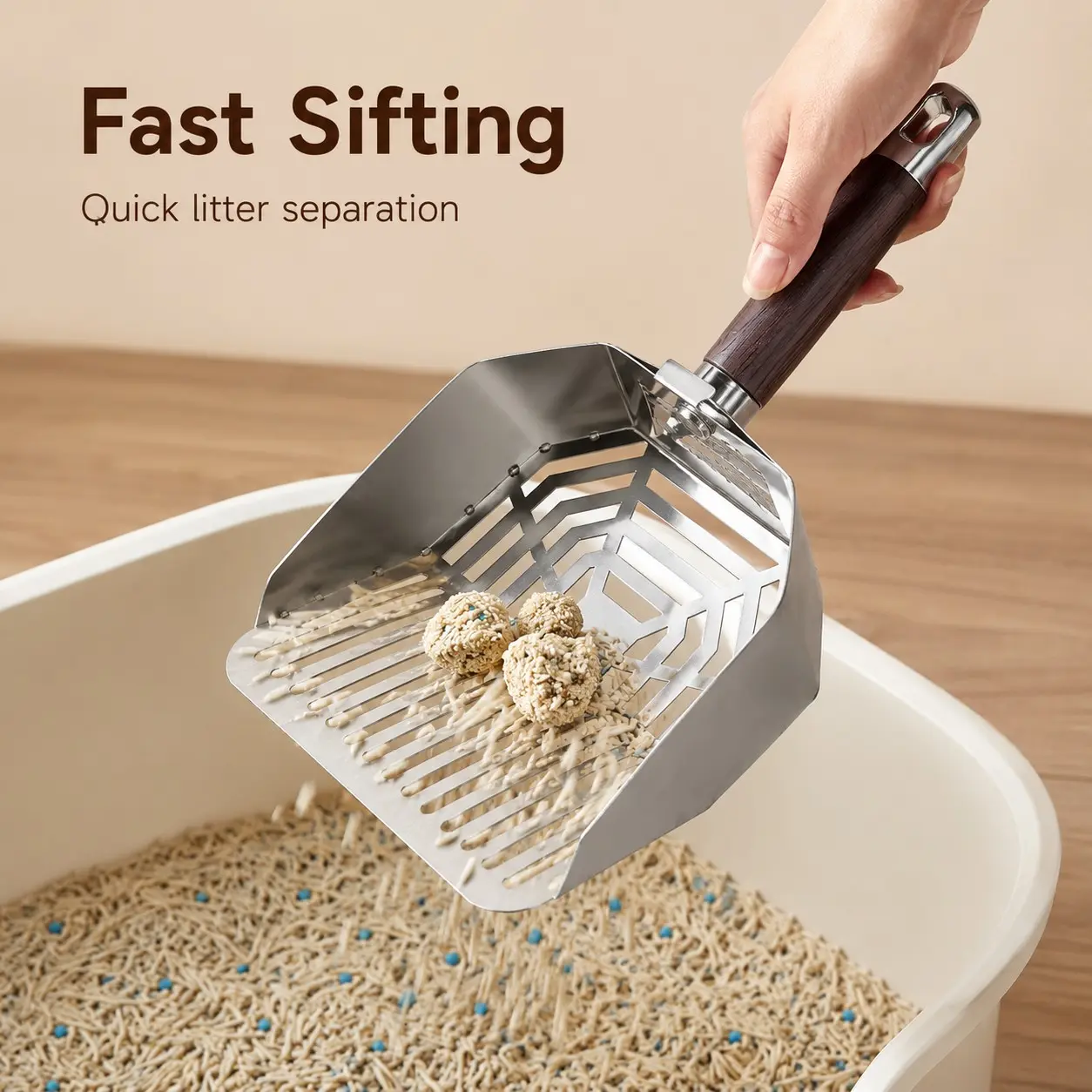 Stainless Steel Cat Litter Scoop, Large Carbon Steel Mining Litter Shovel, Fine Pore Design, Separation, Ideal for Mixed Cat Litters, Easy Cleaning Tool