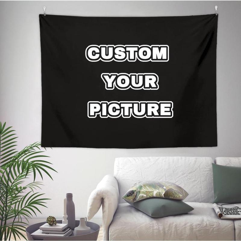 Custom Tapestry Upload Images Banners Personalized Wall Decor Customized Tapestry Flag Poster Banner for Bedroom/Wedding/Birthday Party/Gift Cotton Decorative Decoration Light Linen Print Design Home Goods