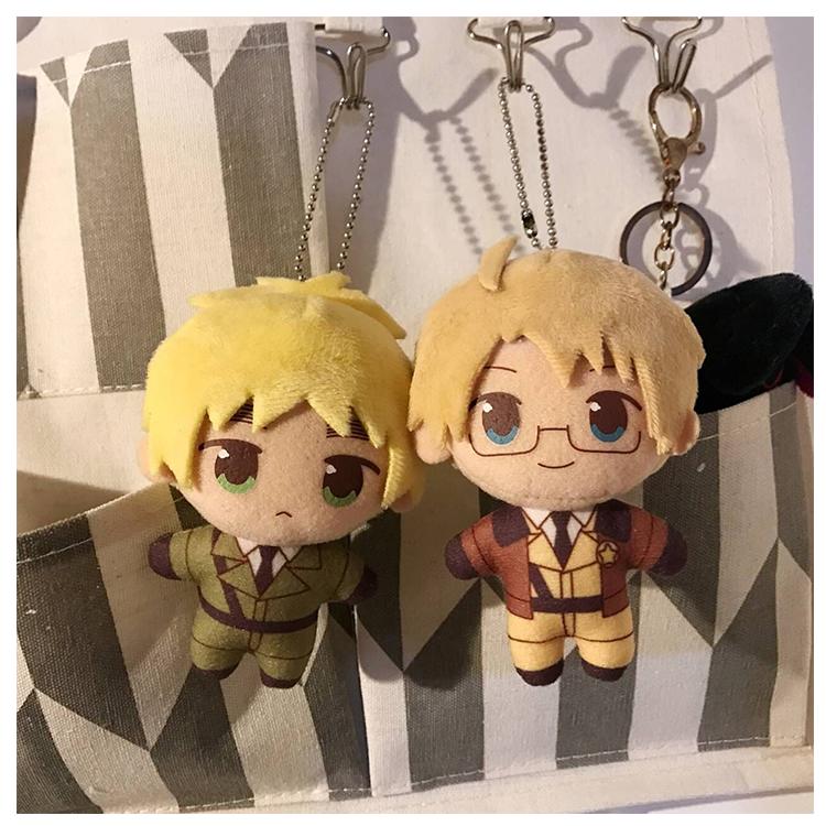 10cm Anime APH Axis Powers Plush Toys Soft Stuffed Hetalia Arthur Kirkland Alfred F Jones Pendant Dolls For Kid Birthday Gift