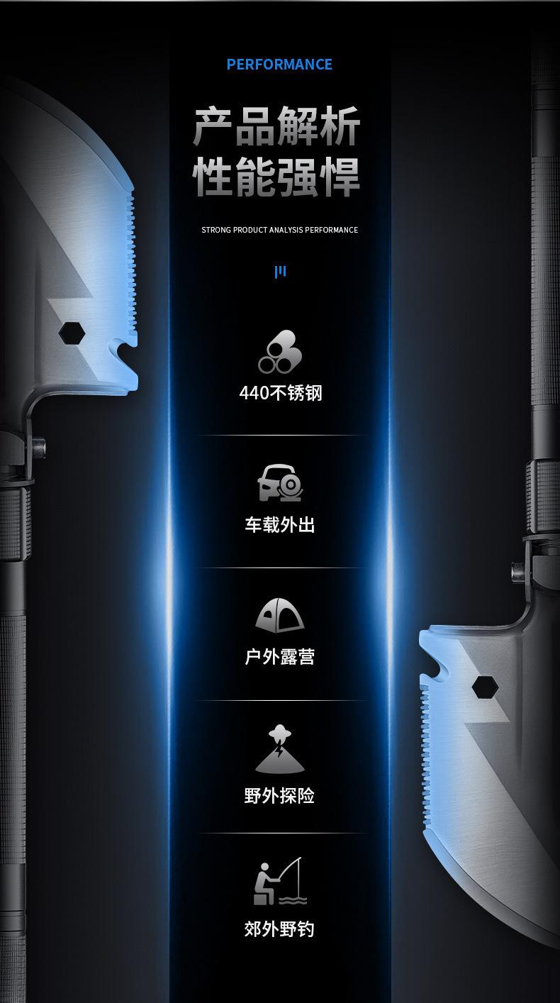 Multifunctional Camping Shovel Folding Shovel Outdoor Survival Tool Suitable for Hiking Fishing Vehicle Emergencies with Serrated Edge