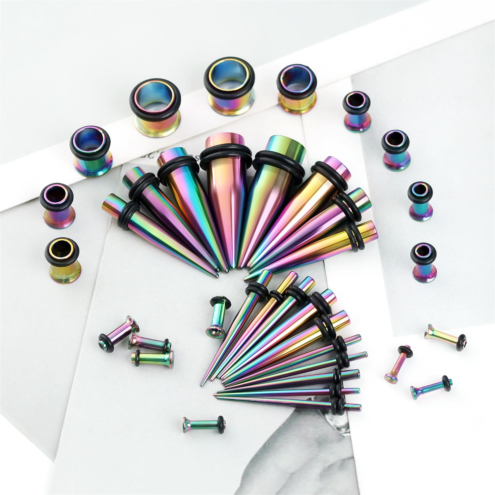 316L Stainless Steel Ear Stretching Kit, 14G-00G Ear Gauges Tapers Set with Ear Tunnels O-Rings, Hypoallergenic Ear Stretching Jewelry for Women Men