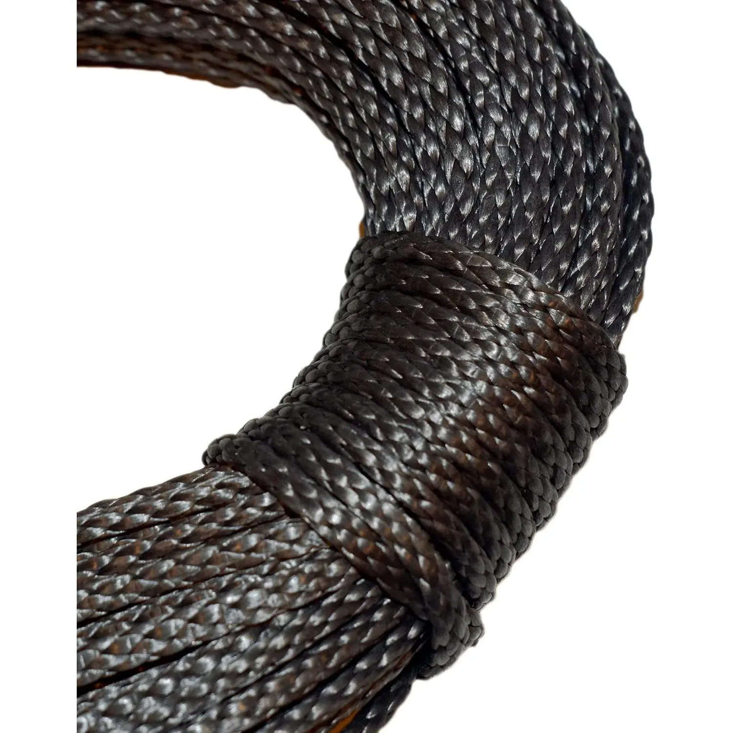 Premium Amsteel Blue Rope 1/8" Multiple Colors, Multiple Lengths, Strong Dyneema Fiber 2,300lb tensile Strength, Torque Free, Low Stretch, 12 Strand, Easy to Splice (1/8" x 100', Black)