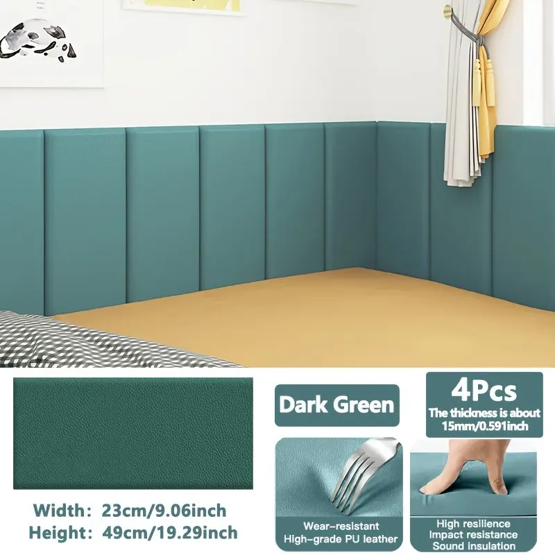 4pcs Bed Head Soft Pads, Peel and Stick, Anti-Collision, Waterproof, Ideal for Living Room, Bedroom, Office, Easy Installation