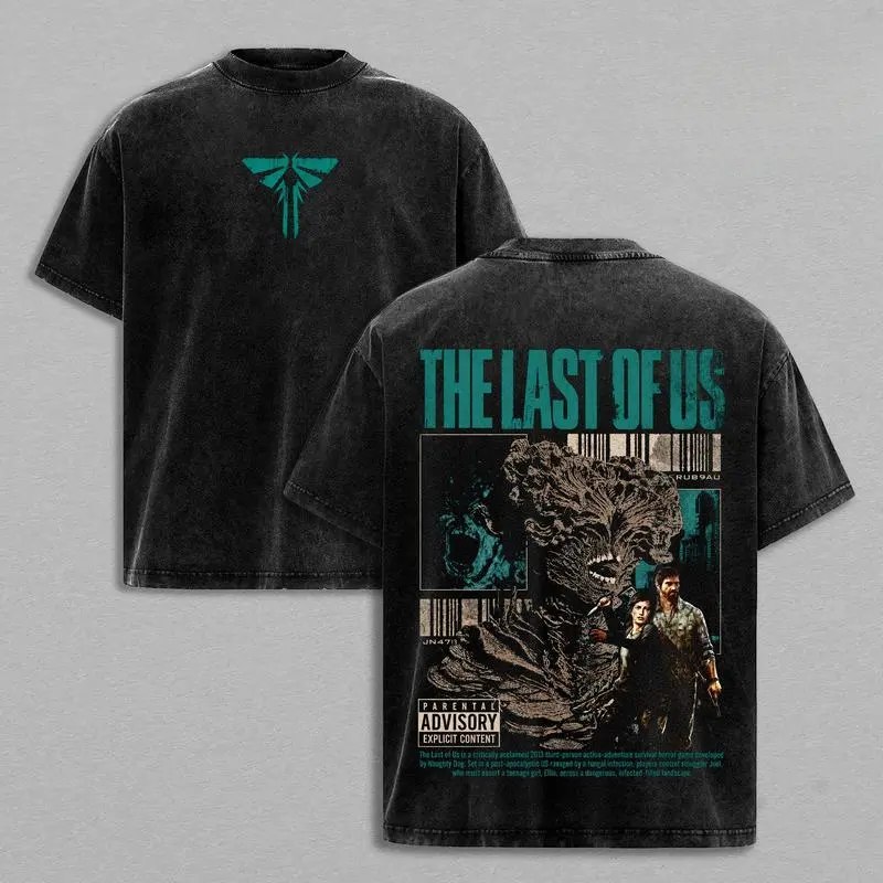 The Last of Us Washed T-Shirt Hoodie Sweatshirt, Joel Ellie Graphic Tee, Survival Horror Video Game Apparel, Vintage Streetwear Clothing, Heavyweight Cotton Gamer Merchandise, Post Apocalyptic Fashion Gift