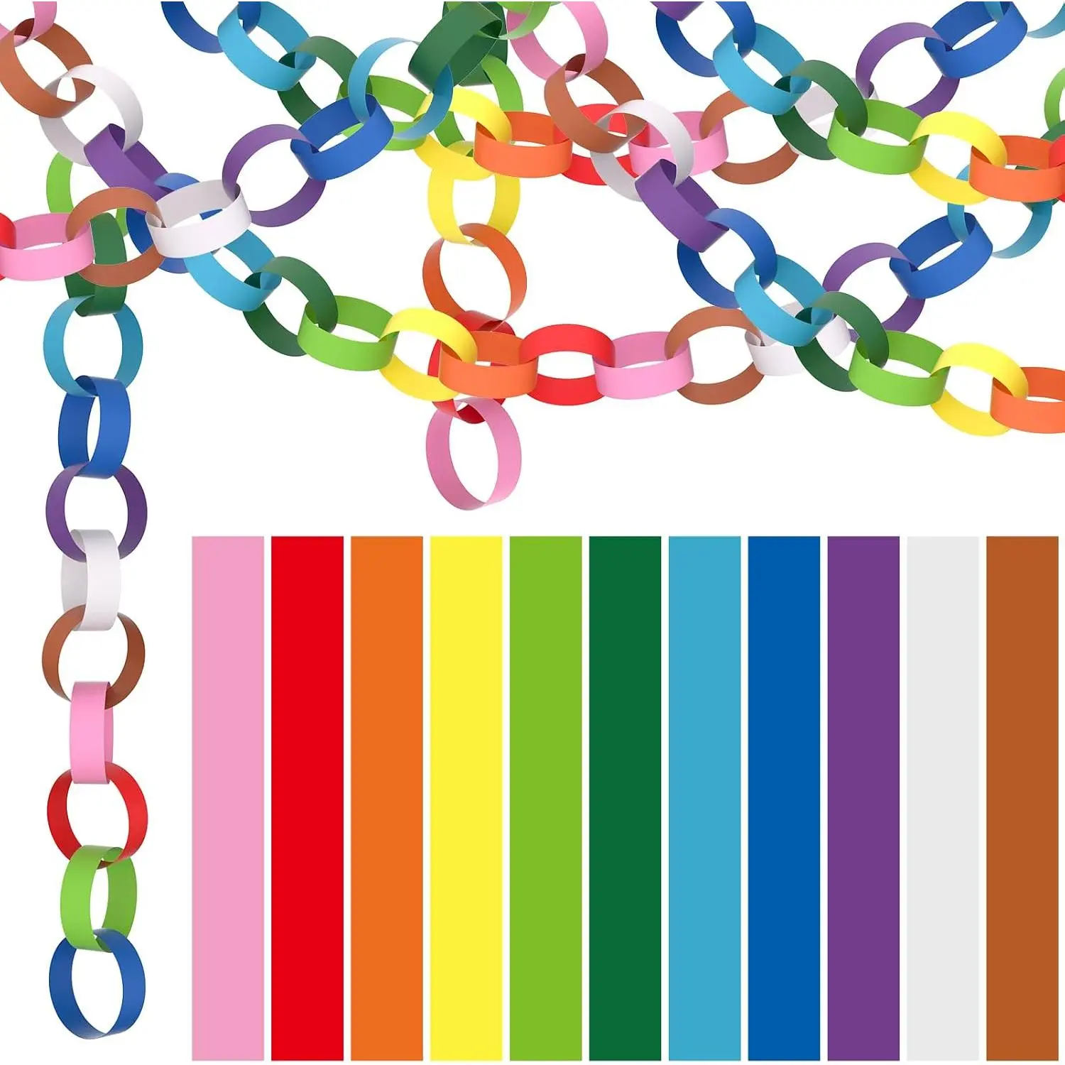 660 count Paper Chains Garland Bright Colors Paper Strips for Classroom  Party Decor (Rainbow Colors)