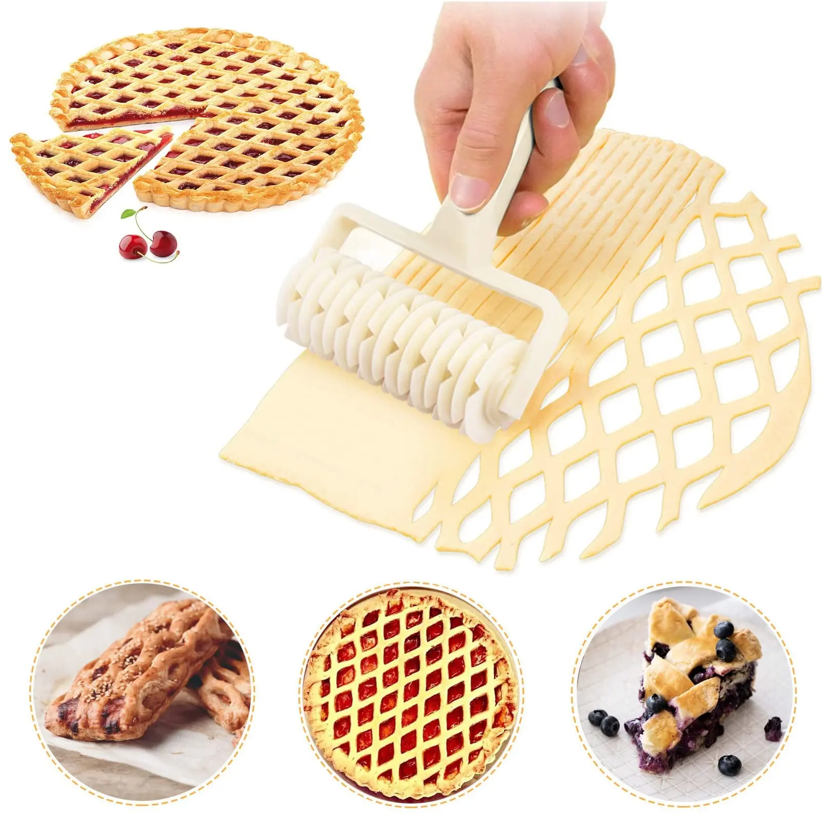 Baking Tools Set, Grid Rolling Cutter for Cookies, Pies, Pizza, Bread, Pastries, Time-Saving Home Baking Tool, Plastic Dough Cutter