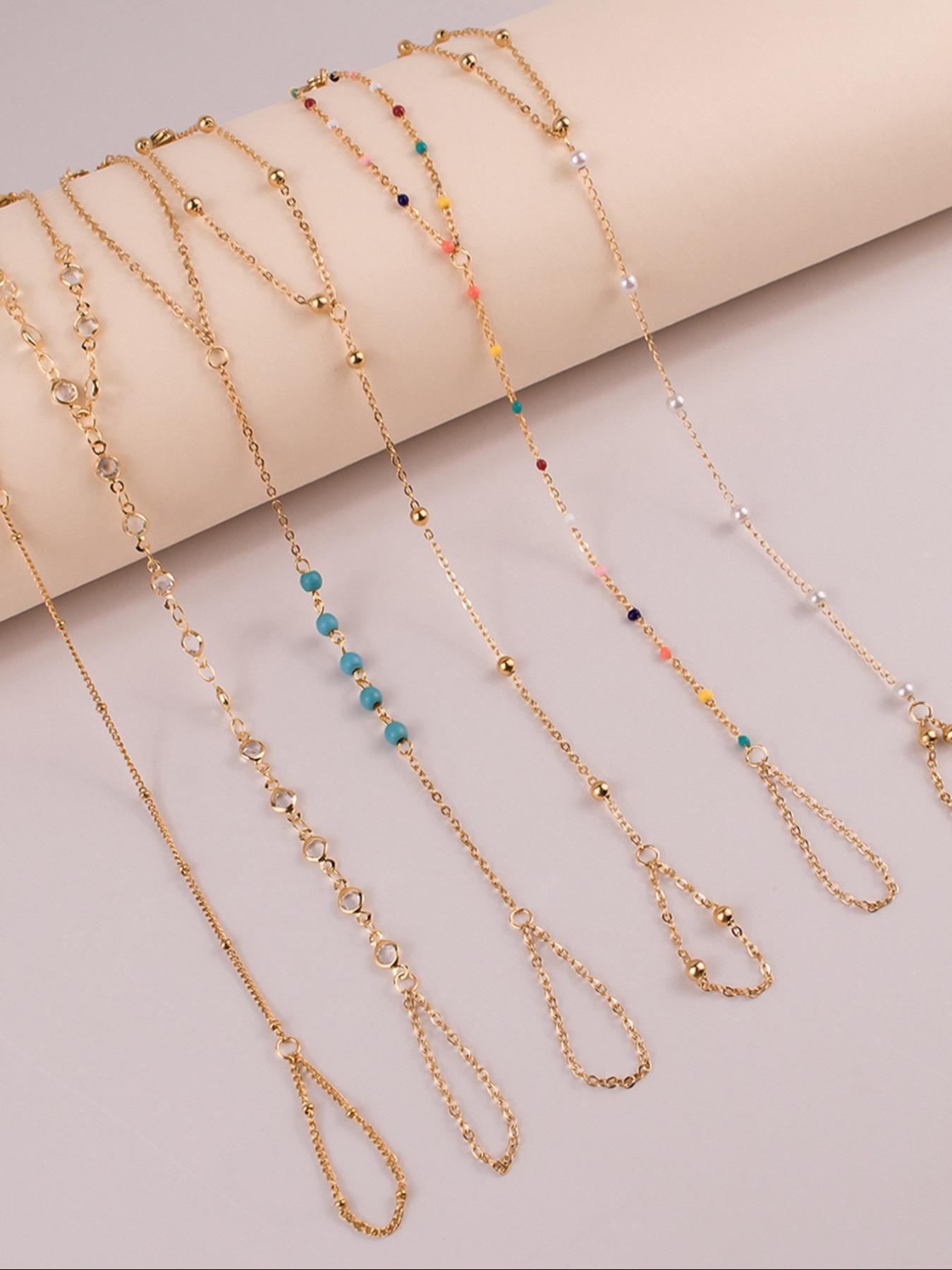 Women's Elegant Vintage Beaded Design Ring Linked Bracelets, 2024 New Style Trendy Exquisite Bracelet, Fashionable Jewelry As Birthday Gift for Girlfriend, Stackable Bracelets, Trendy Jewellery Accessories